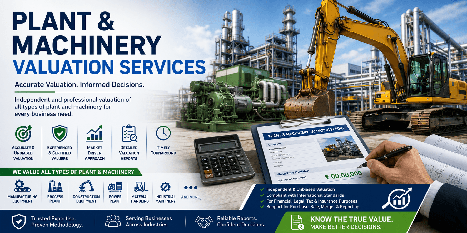 Plant & Machinery Valuation Services | Shamuk India Shamuk India Plant & Machinery Valuation Services – Professional valuation of industrial machinery, manufacturing equipment, plant assets, production lines, and engineering equipment by certified valuers.