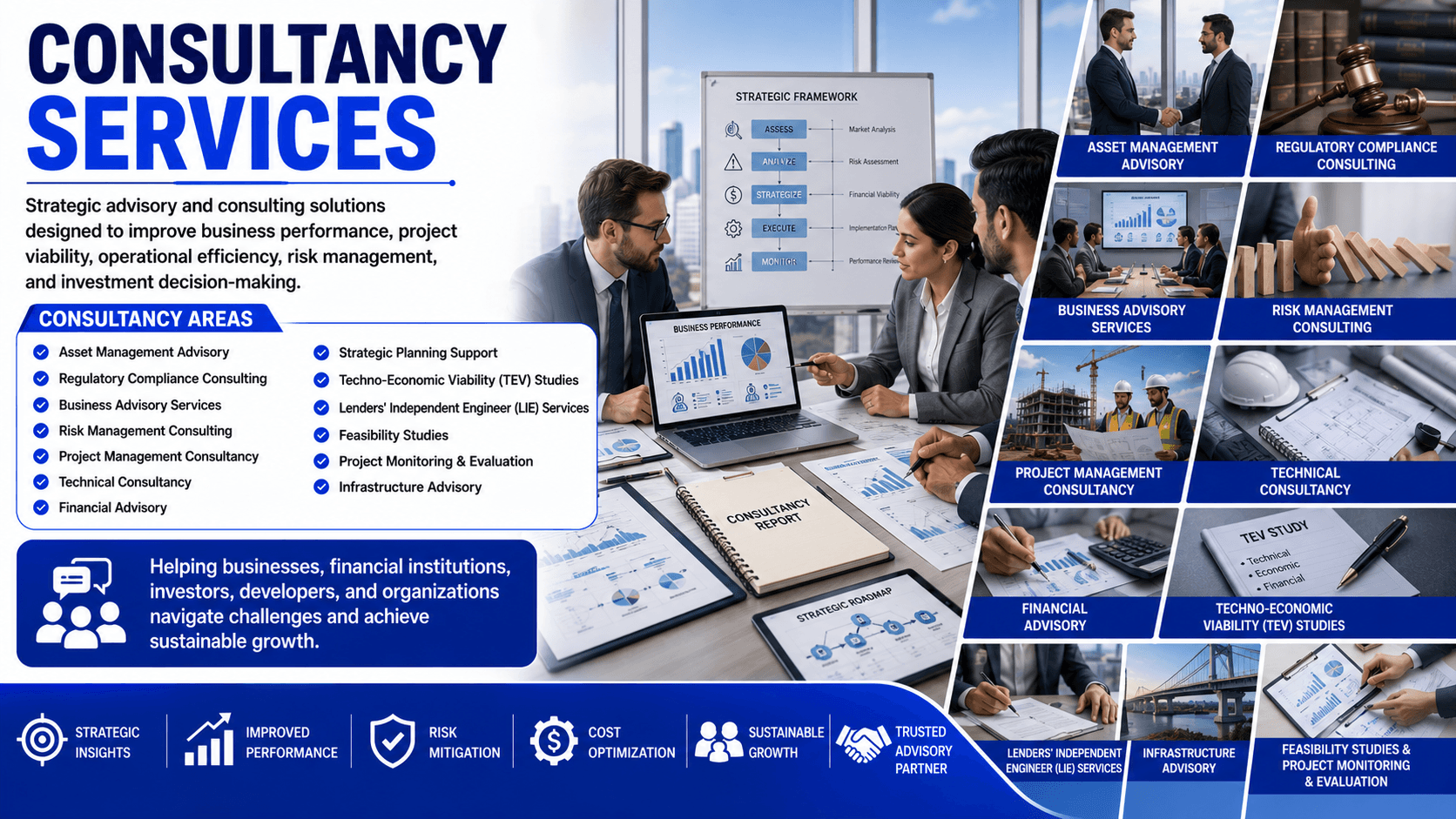 Consultancy Services | Strategic Business & Project Advisory Solutions | Shamuk India Consultancy Services banner by Shamuk India showcasing strategic advisory, risk management consulting, financial advisory, project management consultancy, TEV studies, LIE services, feasibility studies, and infrastructure advisory solutions.